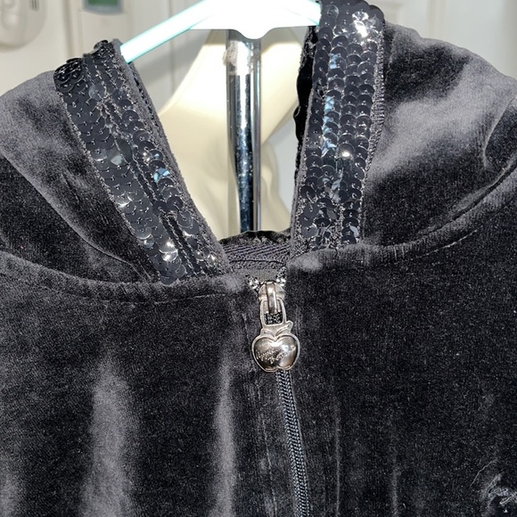 Apple Bottoms size 2X black velour zip hoodie with sequins fits 14-16 - Picture 7 of 16